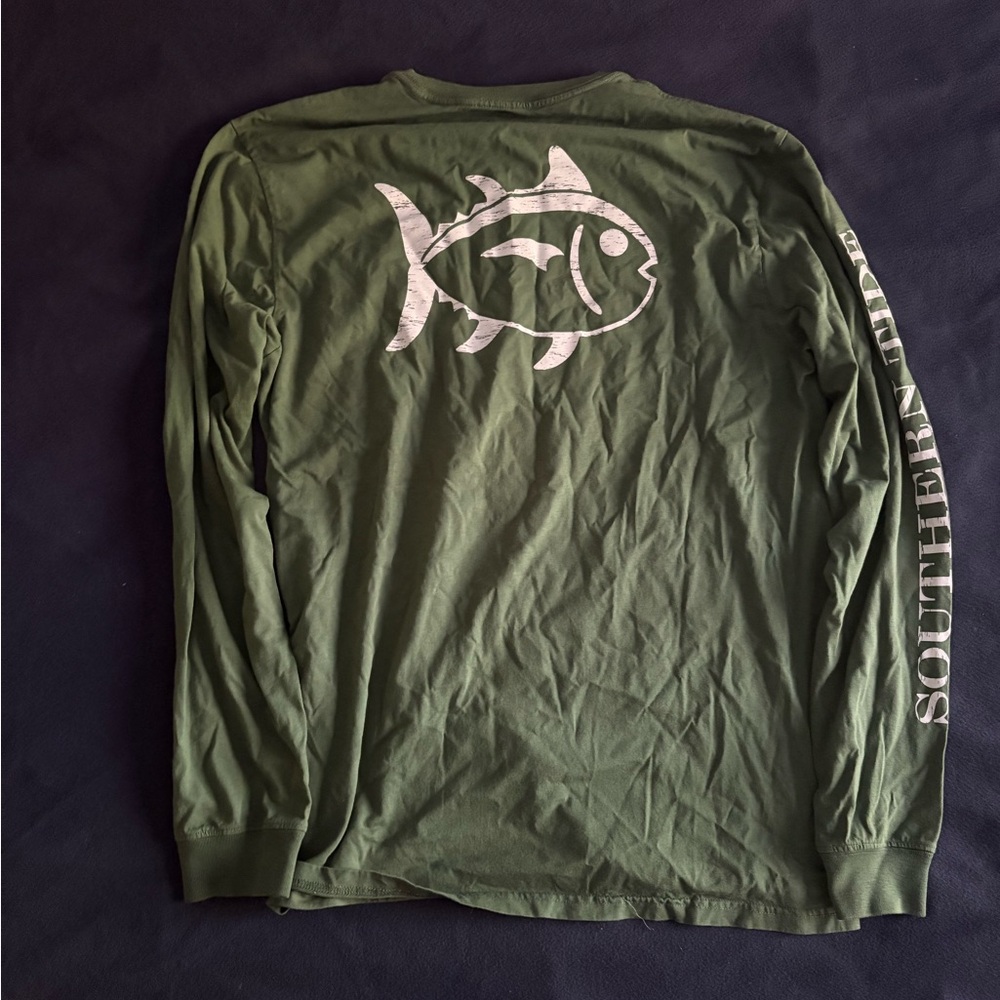 Southern Tide Olive Long Sleeve Men's Tee - Picture 3 of 3